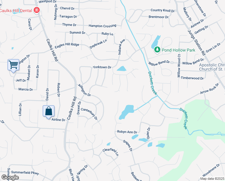 map of restaurants, bars, coffee shops, grocery stores, and more near 58 Spring Trail Court in Saint Charles