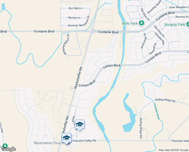 map of restaurants, bars, coffee shops, grocery stores, and more near 9595 Rubicon Drive in Colorado Springs