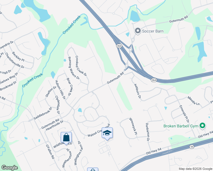 map of restaurants, bars, coffee shops, grocery stores, and more near 5666 Gutermuth Road in Saint Charles