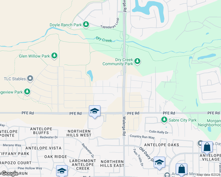 map of restaurants, bars, coffee shops, grocery stores, and more near 4507 Tiller Way in Roseville