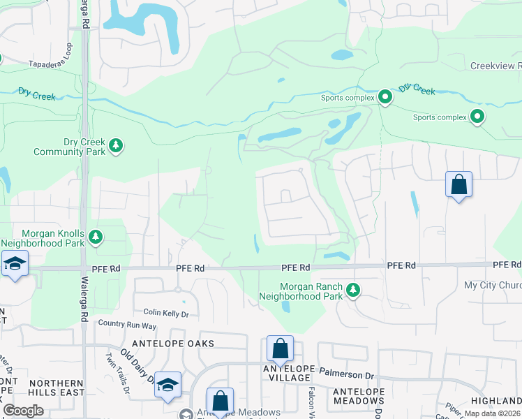 map of restaurants, bars, coffee shops, grocery stores, and more near 9365 Pinehurst Dr in Roseville