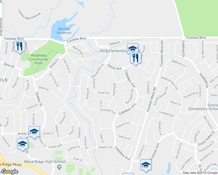 map of restaurants, bars, coffee shops, grocery stores, and more near 6865 Narrow Gauge Street in Colorado Springs