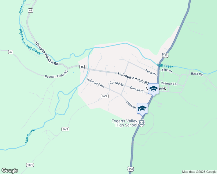 map of restaurants, bars, coffee shops, grocery stores, and more near Huttonsville and Helvetia Road in Mill Creek