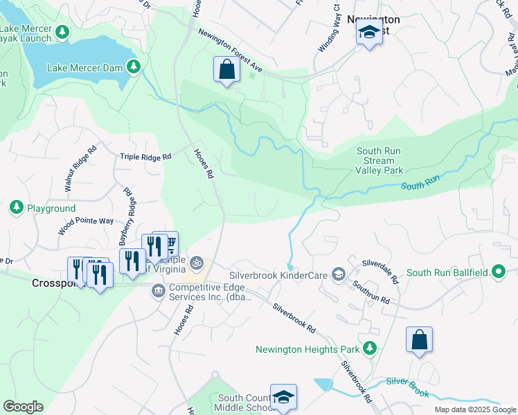 map of restaurants, bars, coffee shops, grocery stores, and more near 8319 Southern Oaks Court in Lorton