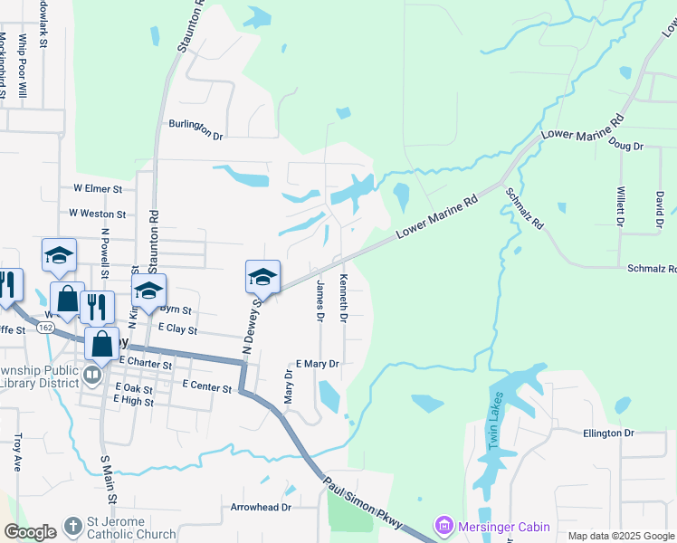 map of restaurants, bars, coffee shops, grocery stores, and more near 120 Kenneth Drive in Troy