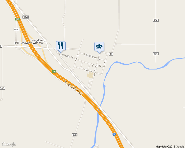 map of restaurants, bars, coffee shops, grocery stores, and more near 14320 2nd Street in Woodland