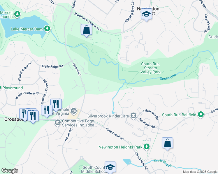 map of restaurants, bars, coffee shops, grocery stores, and more near 8313 Linden Oaks Court in Lorton