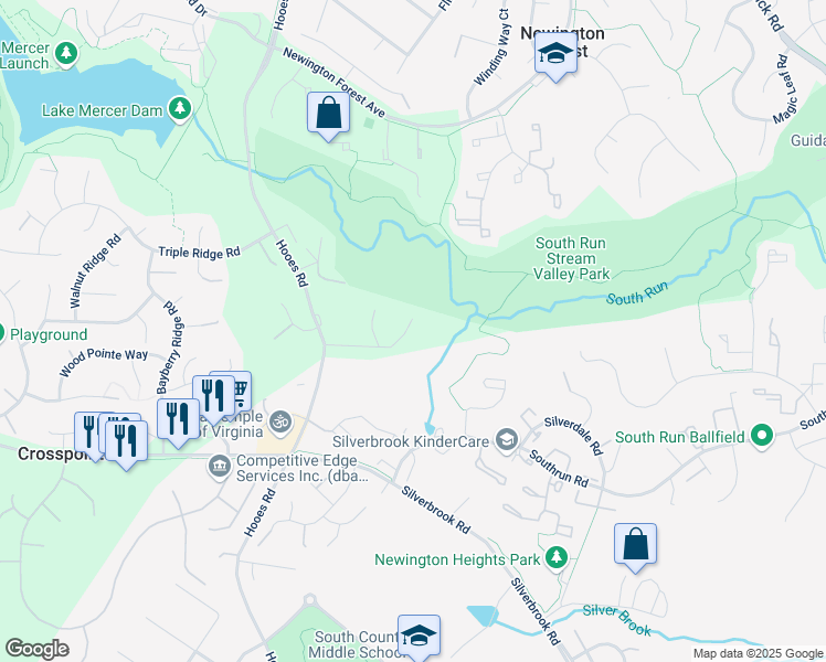 map of restaurants, bars, coffee shops, grocery stores, and more near 8313 Linden Oaks Court in Lorton