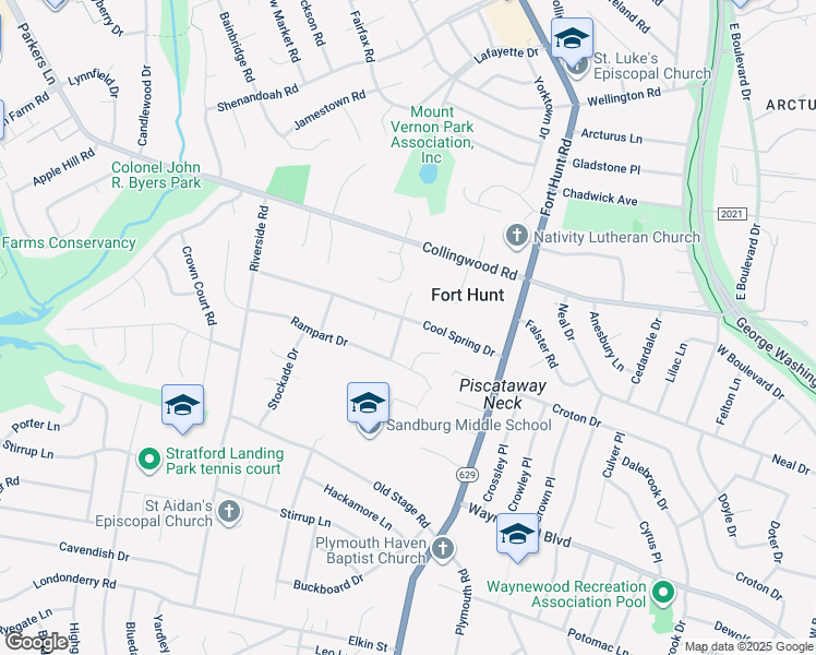map of restaurants, bars, coffee shops, grocery stores, and more near 8323 Woodacre Street in Alexandria