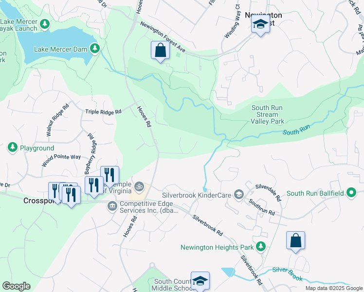 map of restaurants, bars, coffee shops, grocery stores, and more near 8315 Southern Oaks Court in Lorton