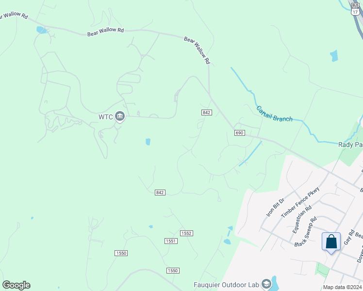 map of restaurants, bars, coffee shops, grocery stores, and more near 7436 Bear Wallow Drive in Warrenton