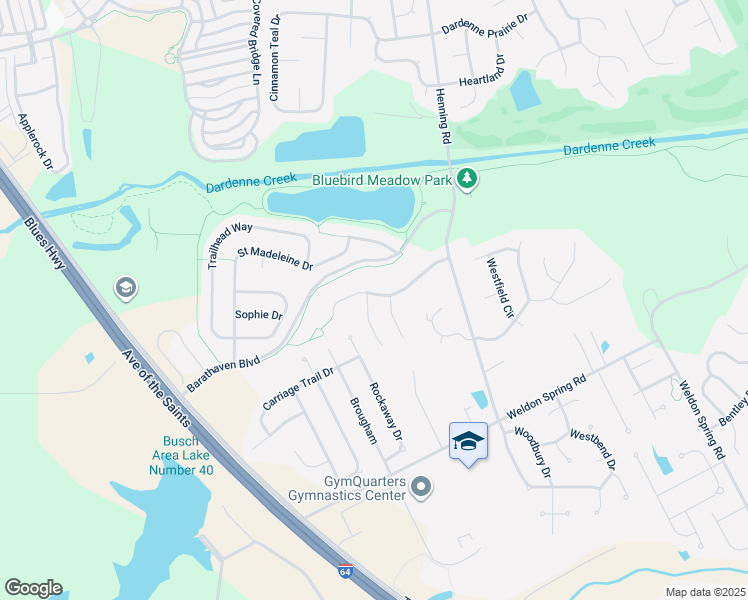 map of restaurants, bars, coffee shops, grocery stores, and more near 41 Coalter Ridge Court in O'Fallon