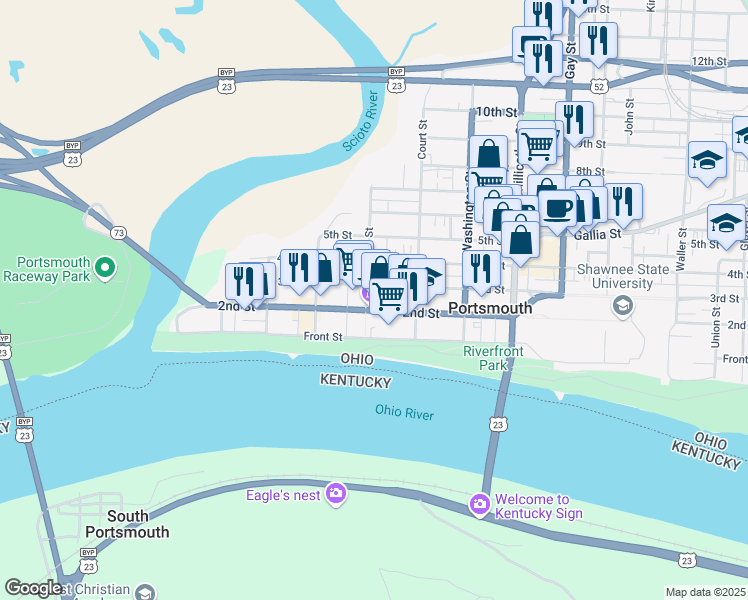 map of restaurants, bars, coffee shops, grocery stores, and more near 212 Market Street in Portsmouth