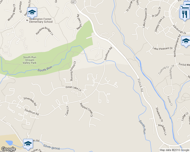 map of restaurants, bars, coffee shops, grocery stores, and more near 8312 Brookvale Court in Springfield