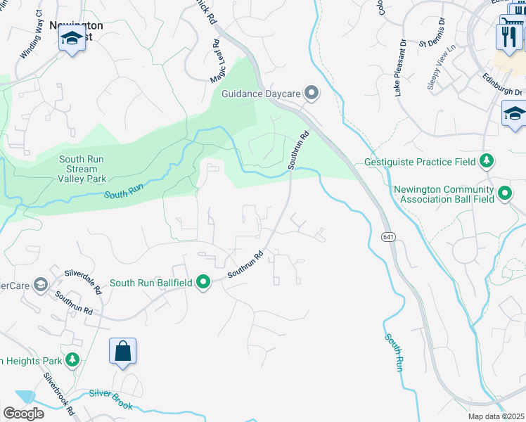 map of restaurants, bars, coffee shops, grocery stores, and more near 8312 Brookvale Court in Springfield