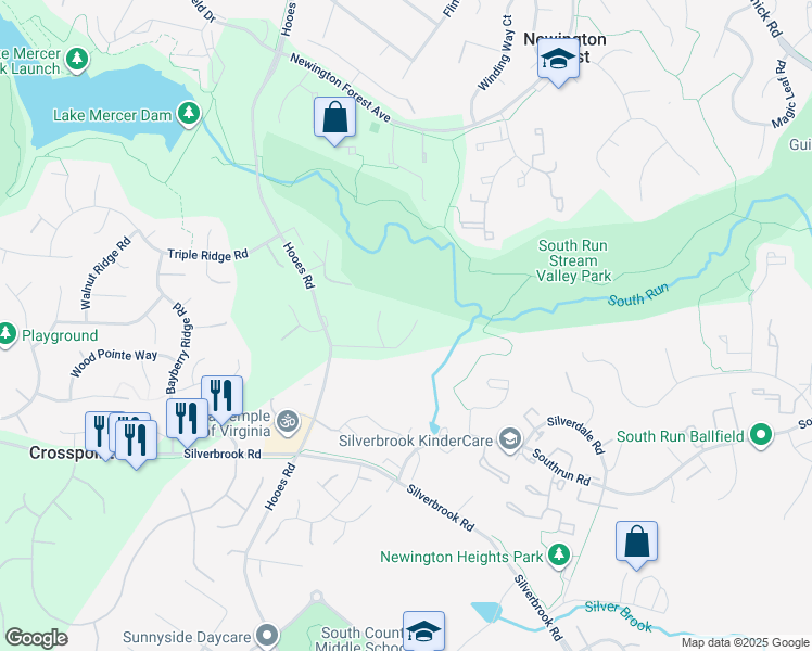 map of restaurants, bars, coffee shops, grocery stores, and more near 8308 Linden Oaks Court in Lorton