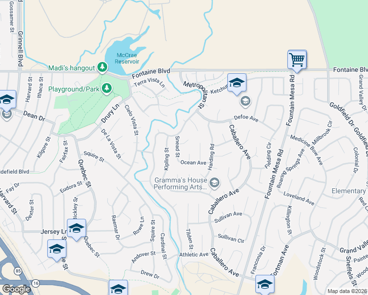 map of restaurants, bars, coffee shops, grocery stores, and more near 6870 Arctic Place in Colorado Springs