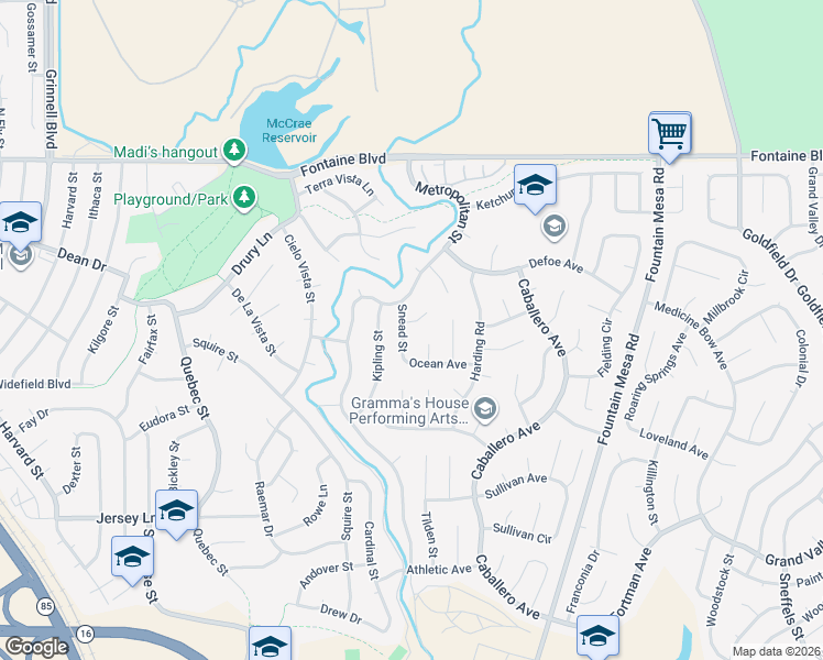map of restaurants, bars, coffee shops, grocery stores, and more near 6870 Arctic Place in Colorado Springs