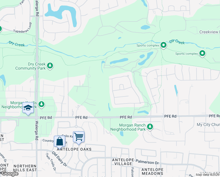 map of restaurants, bars, coffee shops, grocery stores, and more near 9365 Pinehurst Drive in Roseville