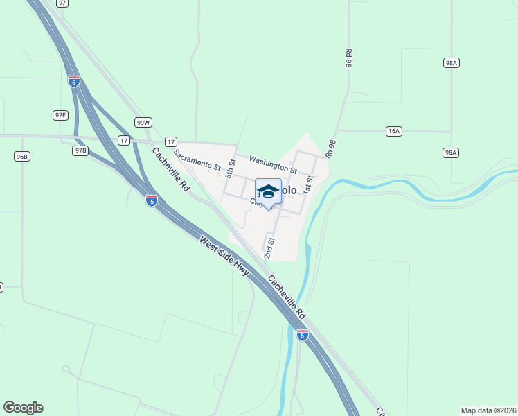 map of restaurants, bars, coffee shops, grocery stores, and more near 14320 2nd Street in Woodland