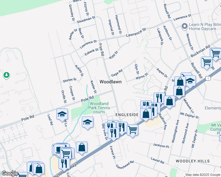 map of restaurants, bars, coffee shops, grocery stores, and more near 4698 Pole Road in Alexandria