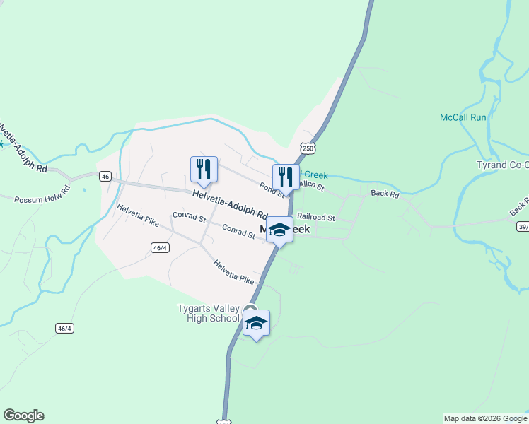 map of restaurants, bars, coffee shops, grocery stores, and more near 501-619 Pond Street in Mill Creek