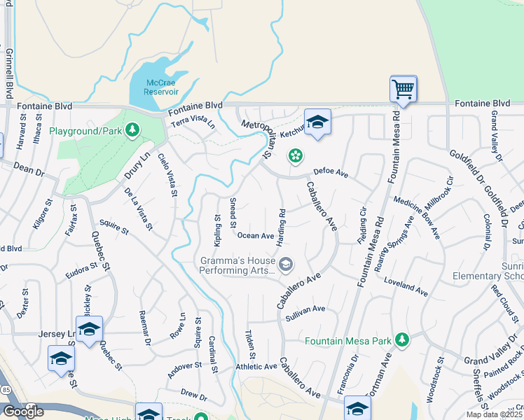 map of restaurants, bars, coffee shops, grocery stores, and more near 6787 Ashland Place in Colorado Springs