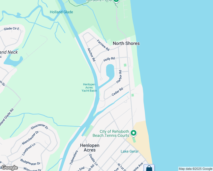 map of restaurants, bars, coffee shops, grocery stores, and more near 17 Harbor Road in Rehoboth Beach
