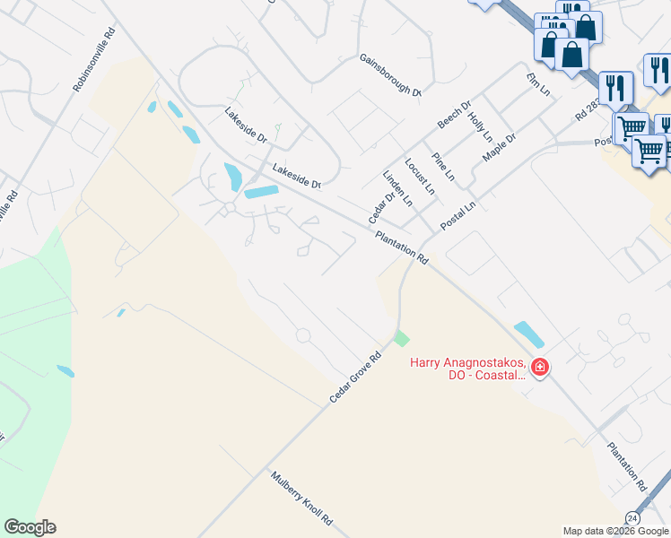 map of restaurants, bars, coffee shops, grocery stores, and more near 18582 Broadfield Drive in Lewes