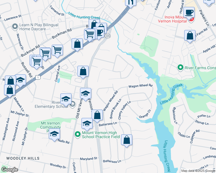 map of restaurants, bars, coffee shops, grocery stores, and more near 3410 Ramsgate Terrace in Alexandria