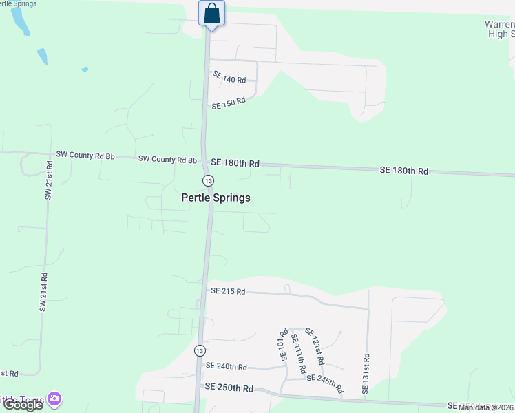 map of restaurants, bars, coffee shops, grocery stores, and more near 183 Southeast State Route 13 in Warrensburg