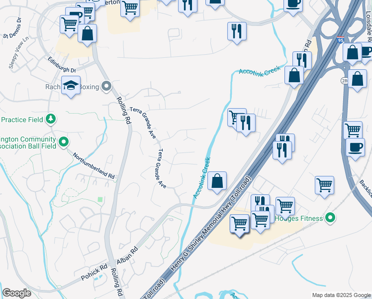 map of restaurants, bars, coffee shops, grocery stores, and more near 8298 Lindside Way in Springfield