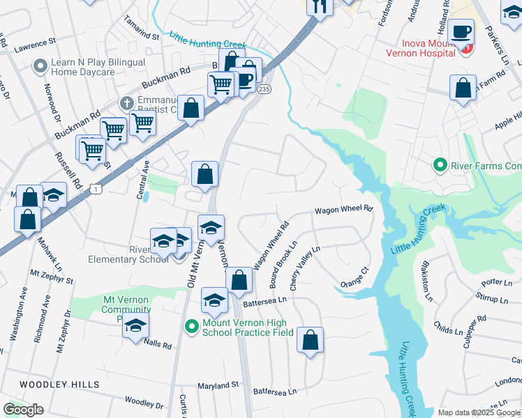 map of restaurants, bars, coffee shops, grocery stores, and more near 3404 Ramsgate Terrace in Alexandria