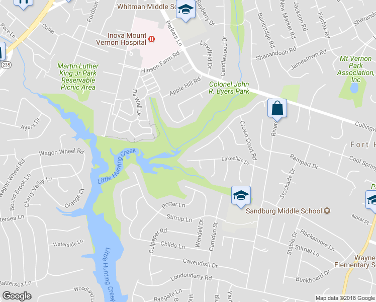 map of restaurants, bars, coffee shops, grocery stores, and more near 2408 William and Mary Drive in Alexandria