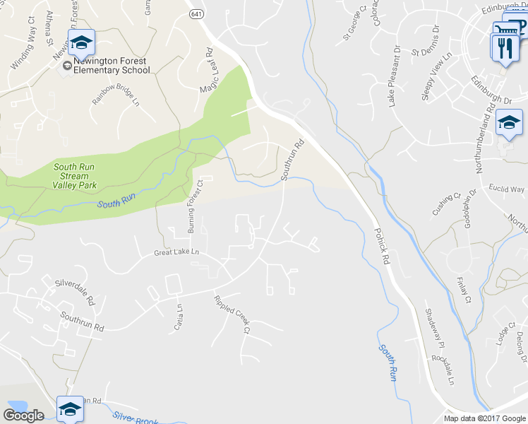 map of restaurants, bars, coffee shops, grocery stores, and more near 8305 Brookvale Court in Springfield