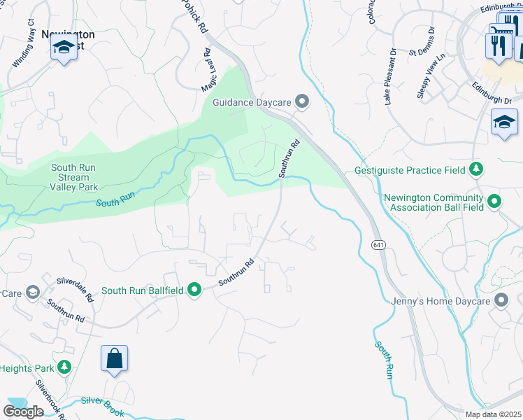 map of restaurants, bars, coffee shops, grocery stores, and more near 8305 Brookvale Court in Springfield