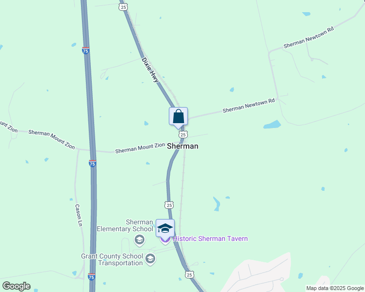 map of restaurants, bars, coffee shops, grocery stores, and more near in Sherman