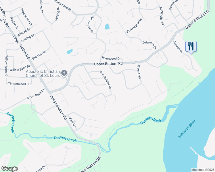 map of restaurants, bars, coffee shops, grocery stores, and more near 3120 Woodcliff Manor Road in St. Charles