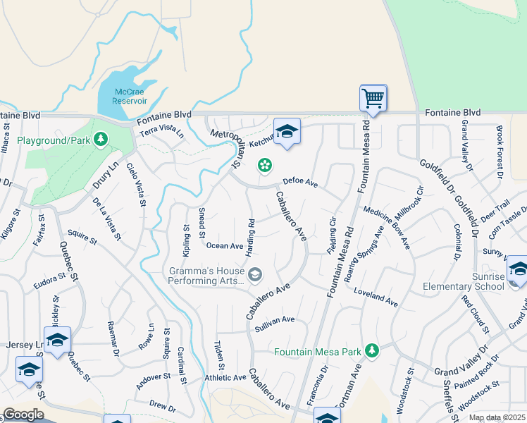 map of restaurants, bars, coffee shops, grocery stores, and more near 6820 Chesterfield Court in Colorado Springs