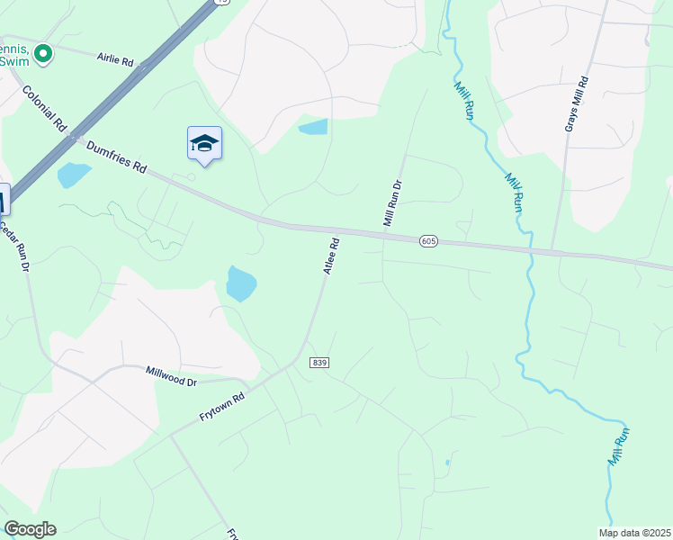 map of restaurants, bars, coffee shops, grocery stores, and more near 7321 Atlee Road in Warrenton