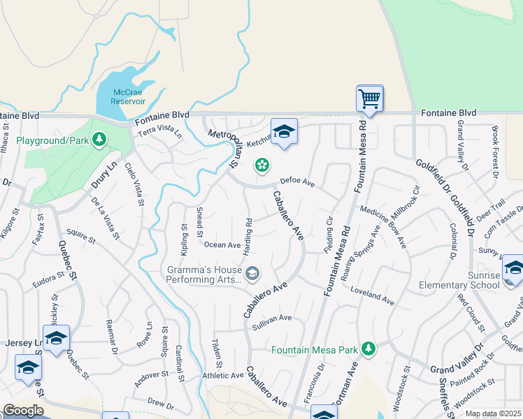 map of restaurants, bars, coffee shops, grocery stores, and more near 6820 Chesterfield Court in Colorado Springs