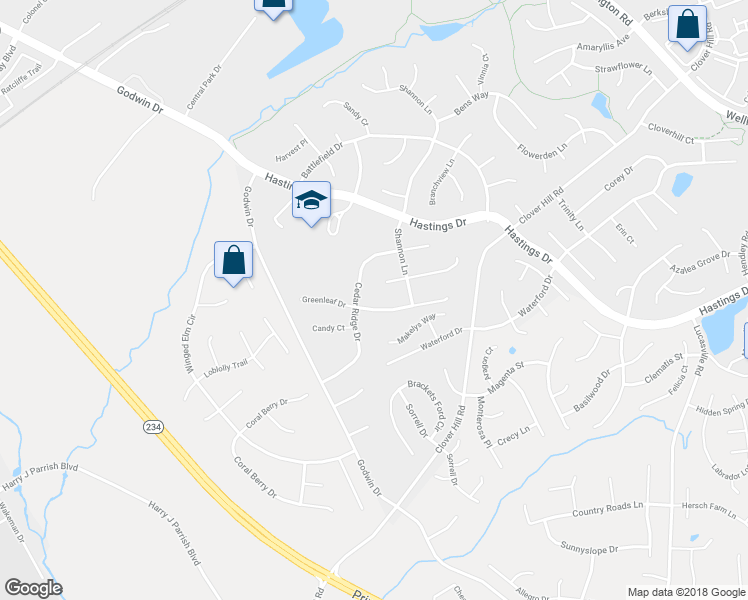 map of restaurants, bars, coffee shops, grocery stores, and more near 10096 Greenleaf Dr in Manassas