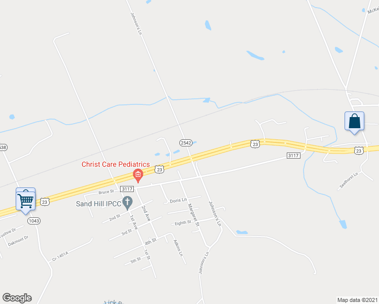 map of restaurants, bars, coffee shops, grocery stores, and more near Johnson's Lane in South Shore