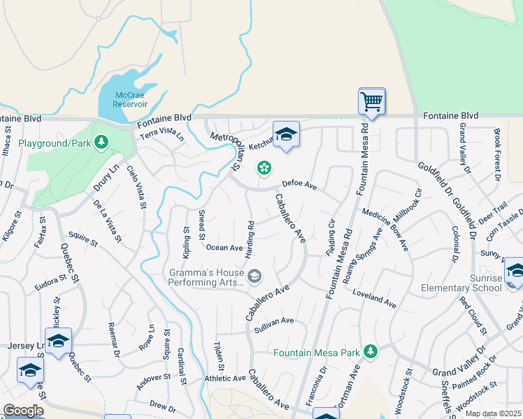 map of restaurants, bars, coffee shops, grocery stores, and more near 6812 Chesterfield Court in Colorado Springs