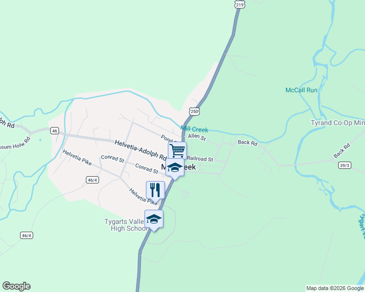 map of restaurants, bars, coffee shops, grocery stores, and more near 501 Pond Street in Mill Creek