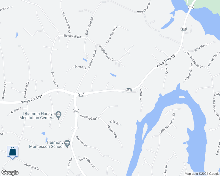 map of restaurants, bars, coffee shops, grocery stores, and more near 6404 Yates Ford Road in Manassas