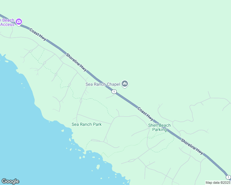 map of restaurants, bars, coffee shops, grocery stores, and more near California 1 in Sea Ranch