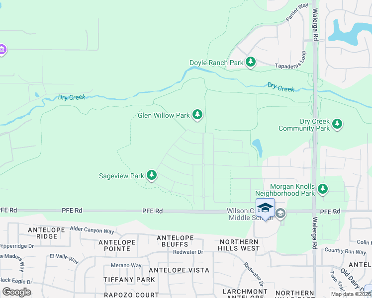 map of restaurants, bars, coffee shops, grocery stores, and more near 5200 PFE Road in Roseville