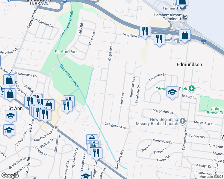 map of restaurants, bars, coffee shops, grocery stores, and more near 4013 Sims Avenue in Saint Ann