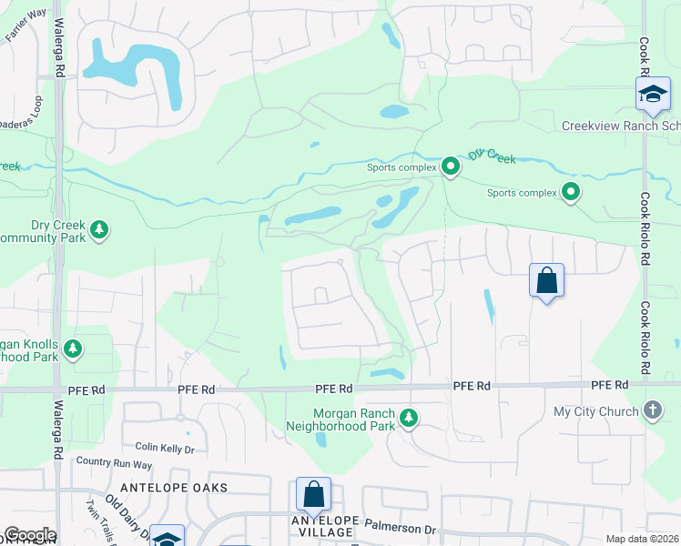 map of restaurants, bars, coffee shops, grocery stores, and more near 9560 Pinehurst Drive in Roseville